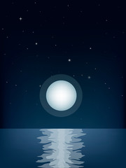 Obraz na płótnie Canvas Night moon over the ocean