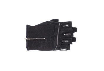 biker black leather glove isolated on white background