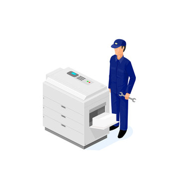 Photocopier Repairman Technician - Vector Icon Illustration