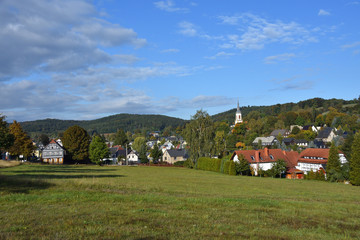Fototapeta na wymiar Blick auf Wehrsdorf in der Oberlausitz 