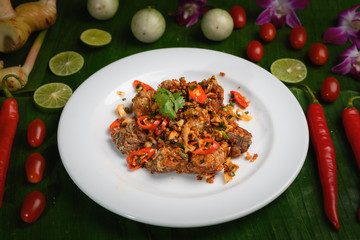 Thai style pork fried with chilli