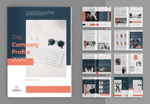 Company Profile Brochure Layout With Salmon Red Accents