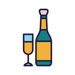 Isolated champagne bottle and cup vector design