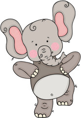Cute little gray elephant dancing