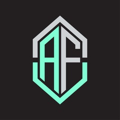 AF Logo monogram with hexagon shape and outline slice style