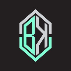 BK Logo monogram with hexagon shape and outline slice style