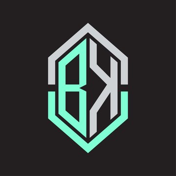 recommend clip art: BK Logo monogram with hexagon shape and outline slice style