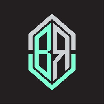 recommend clip art: BR Logo monogram with hexagon shape and outline slice style