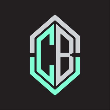 recommend clip art: CB Logo monogram with hexagon shape and outline slice style