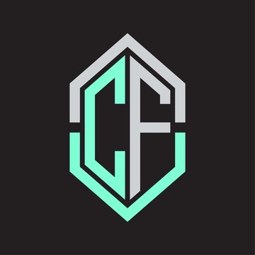 recommend clip art: CF Logo monogram with hexagon shape and outline slice style