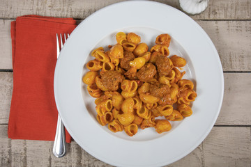 pasta with dumplings and tomato sauce