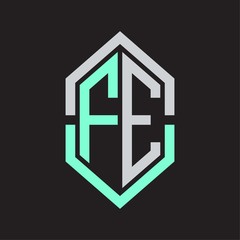 Obraz premium FE Logo monogram with hexagon shape and outline slice style