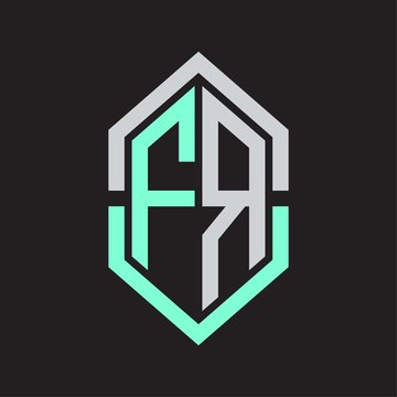 recommend clip art: FR Logo monogram with hexagon shape and outline slice style