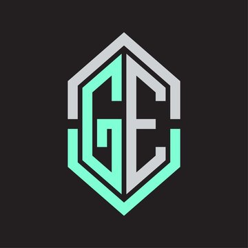 recommend clip art: GE Logo monogram with hexagon shape and outline slice style