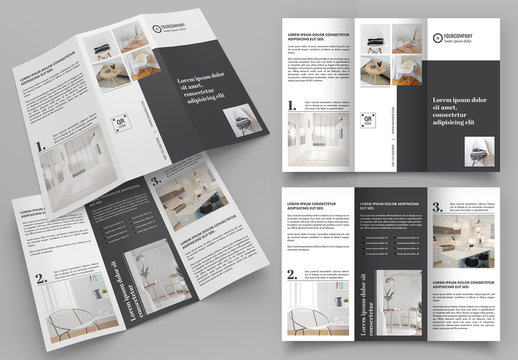 Black and Gray Trifold Brochure Layout