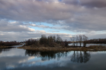 reflection of clouds in lake