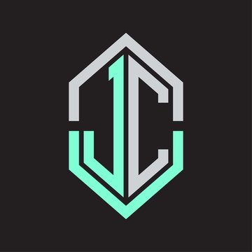 JC Logo monogram with hexagon shape and outline slice style