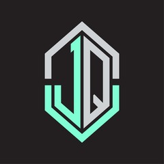JQ Logo monogram with hexagon shape and outline slice style