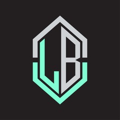 LB Logo monogram with hexagon shape and outline slice style
