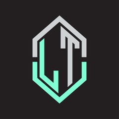 LT Logo monogram with hexagon shape and outline slice style