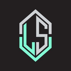 LS Logo monogram with hexagon shape and outline slice style
