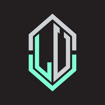 recommend clip art: LU Logo monogram with hexagon shape and outline slice style