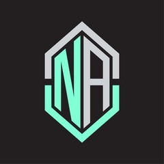 NA Logo monogram with hexagon shape and outline slice style