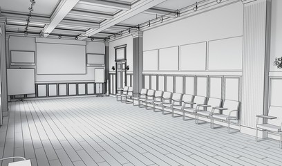 empty room, interior visualization, 3D illustration