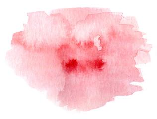 Watercolor abstract beautiful background. Hand drawn pink theme on the white background for cards and banners design. Bright stain isolated on white background.