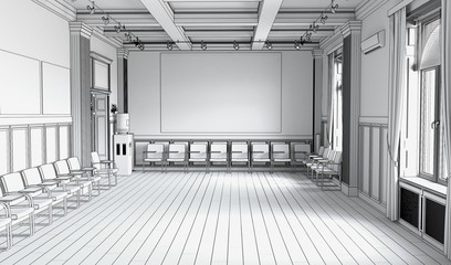 empty room, interior visualization, 3D illustration