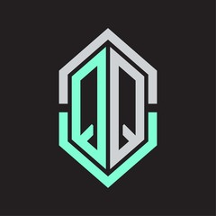 QQ Logo monogram with hexagon shape and outline slice style