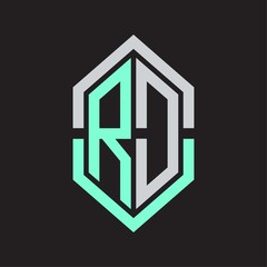 RD Logo monogram with hexagon shape and outline slice style