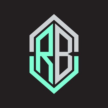recommend clip art: RB Logo monogram with hexagon shape and outline slice style