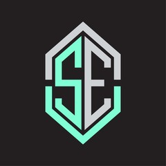 SE Logo monogram with hexagon shape and outline slice style