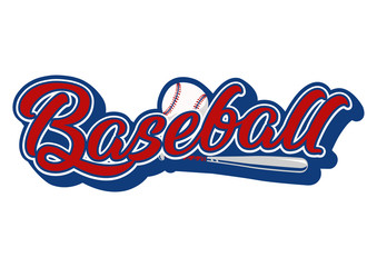 stock vector baseball with bat emblem typeface. sports logo illustration