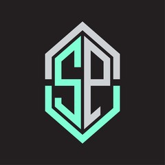 SP Logo monogram with hexagon shape and outline slice style