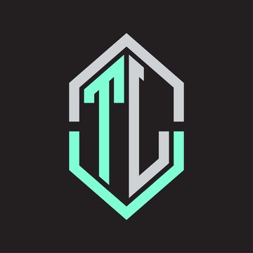 recommend clip art: TL Logo monogram with hexagon shape and outline slice style