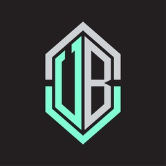 UB Logo monogram with hexagon shape and outline slice style