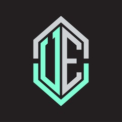 UE Logo monogram with hexagon shape and outline slice style