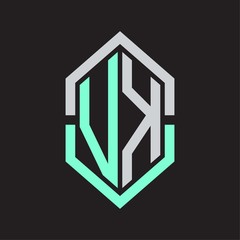 VK Logo monogram with hexagon shape and outline slice style