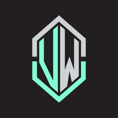 Logo monogram with hexagon shape and outline slice style