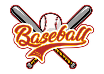 stock vector baseball with bat emblem typeface. sports logo illustration