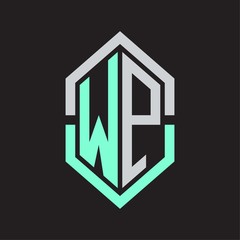 WP Logo monogram with hexagon shape and outline slice style