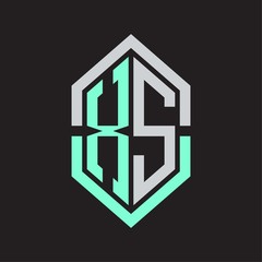 XS Logo monogram with hexagon shape and outline slice style