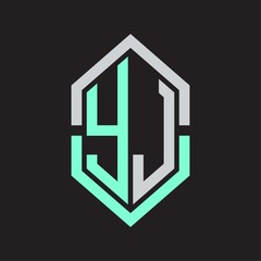 YJ Logo monogram with hexagon shape and outline slice style