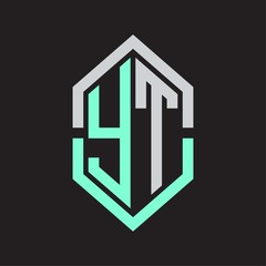 YT Logo monogram with hexagon shape and outline slice style