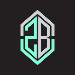 ZB Logo monogram with hexagon shape and outline slice style