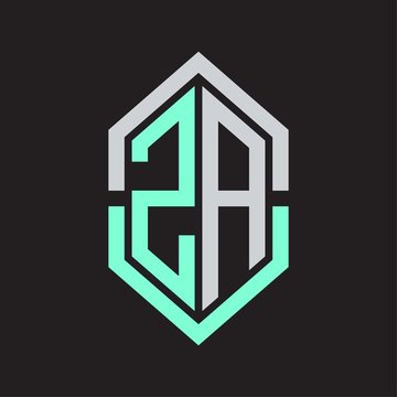 ZALogo monogram with hexagon shape and outline slice style