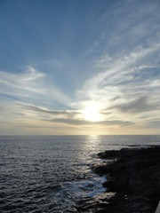 beautiful sunset over the ocean and coast of volcanic rocks, Tenerife