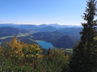 Rolling hills view with a lake in the middle